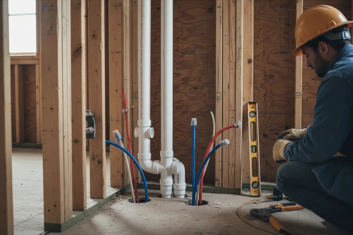 Drain and supply rough-in during Drain Cleaning in West Hempstead