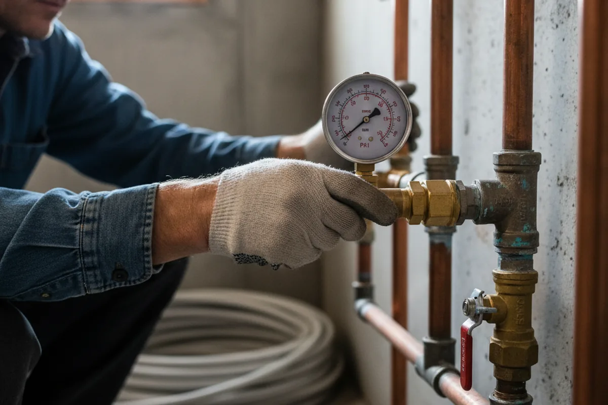 Pressure testing a repaired line during Water Line Repair in West Hempstead